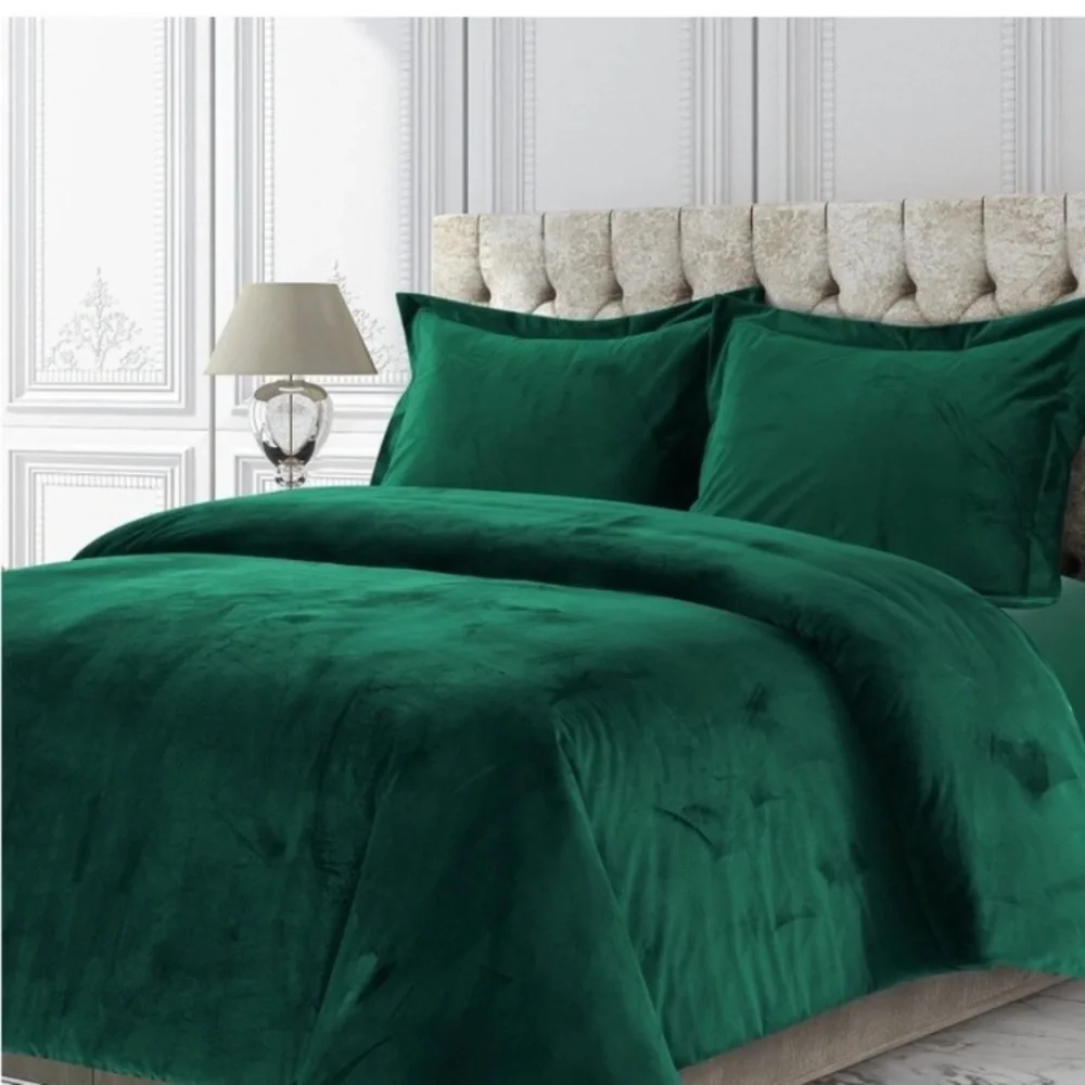 Plush Emerald Green Duvet Cover Set